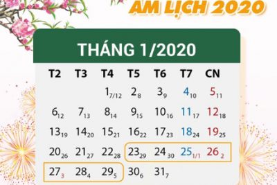 Lịch nghỉ tết GV-HS  tỉnh Đắk Lắk Canh Tý năm 2020